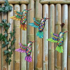 Discount Fugl Hummingbird Vægskilt Have Ornament 12x13,5cm - Lilla Havedekorationer