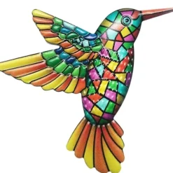 Havedekorationer^Fugl Hummingbird Vægskilt Have Ornament 12x13,5cm - Orange
