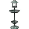 Til Fugle & Småvildt^Fuglebad med solcellelampe - Dekorativt foderbræt | Farve: Grå | Størrelse: 50x50x100 cm