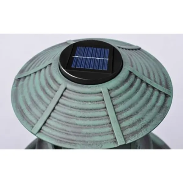 Til Fugle & Småvildt^Fuglebad med solcellelampe - Dekorativt foderbræt | Farve: Grå | Størrelse: 50x50x100 cm