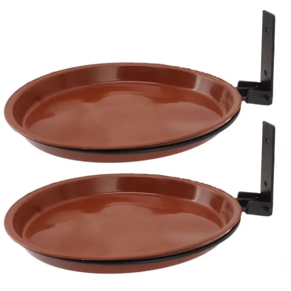 Til Fugle & Småvildt^Fuglefoder- og fuglebadesæt med kraftig metalring - 2 gryder, 2 beslag til terrasse i baghaven