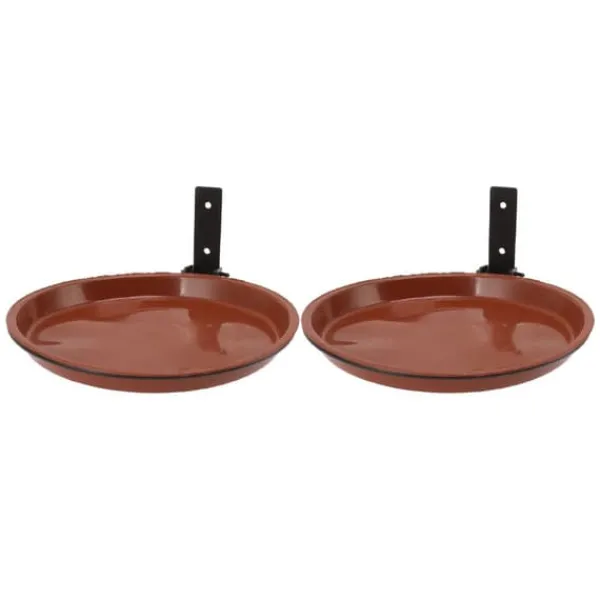 Til Fugle & Småvildt^Fuglefoder- og fuglebadesæt med kraftig metalring - 2 gryder, 2 beslag til terrasse i baghaven