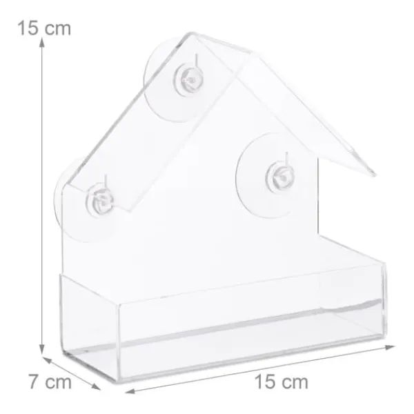 Online Fuglefoderbræt, 15x15x7 cm, Transparent Til Fugle & Småvildt
