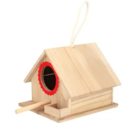 Til Fugle & Småvildt^Fuglehus Holdbart Hængende Fyrretræs Fuglerede til Fugle Foderstation Hvilestop (Rød)