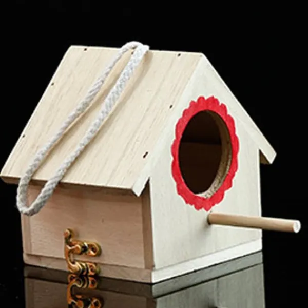 Til Fugle & Småvildt^Fuglehus Holdbart Hængende Fyrretræs Fuglerede til Fugle Foderstation Hvilestop (Rød)