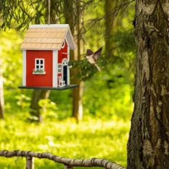 New Fuglehus, 25x18,5x18,5 cm, Rød Til Fugle & Småvildt