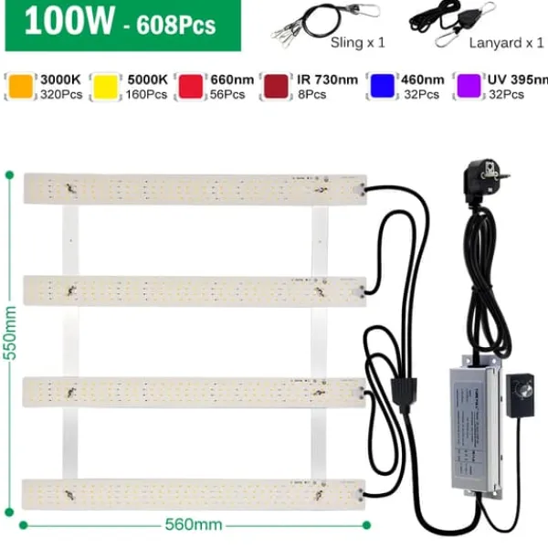 Sale Fuldspektret LED vækstlys, dæmpbart, aluminium + PC,100W Kit Til Plante- & Urtedyrkning