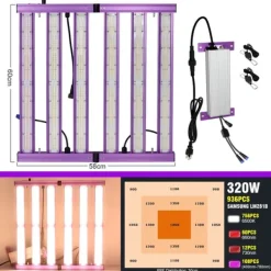 Hot Fuldspektret LED vækstlys, dæmpbart, høj PPFD-udgang,320W Kit Til Plante- & Urtedyrkning