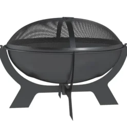 New Fuleadture Ildskål Ø54cm Metal Ildskål med Gnistbeskyttelse, Schürhake og håndtag til udendørs, BBQ, Sort Tilbehør Til Brændeovne & Pejse