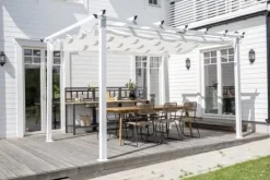 Clearance FURNLUX UDENDØRS PERGOLA LAZIO HVID 395CM Buer, Spalier, Lysthuse Uden Tag