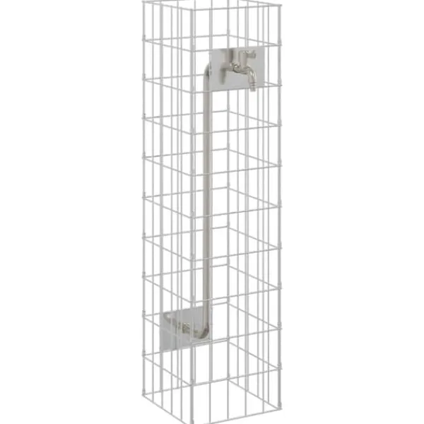 Springvand & Damme^Gabion søjle i rustfrit stål - Moderne udendørs dekoration | Størrelse: 25x25x100 cm