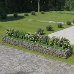 Plantningsbænke^Gabion-højbed i galvaniseret stål | Størrelse: 540x90x50 cm | Robust og holdbar haveindretning