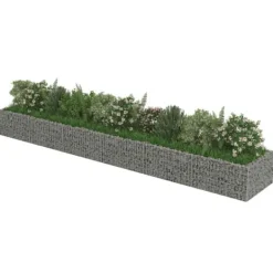 Plantningsbænke^Gabion-højbed i galvaniseret stål | Størrelse: 540x90x50 cm | Robust og holdbar haveindretning
