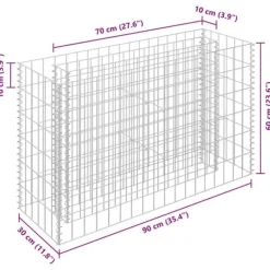 Discount Gabion-højbed i galvaniseret stål - Plantekasse | Størrelse: 90x30x60 cm Plantningsbænke