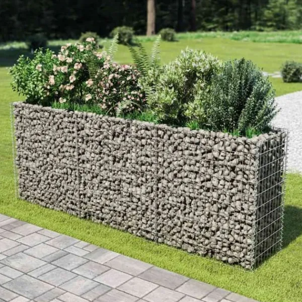 Plantningsbænke^Gabion-højbed i galvaniseret stål - Robuste plantekasser | Størrelse: 270x50x100 cm