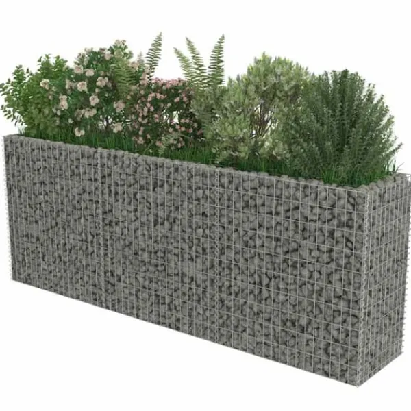 Plantningsbænke^Gabion-højbed i galvaniseret stål - Robuste plantekasser | Størrelse: 270x50x100 cm