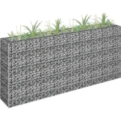 Outlet Gabion-højbed i galvaniseret stål - Holdbar plantekasse | Størrelse: 180x30x90 cm | Farve: Sølv Krukker & Plantebeholdere