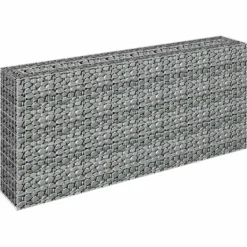 Outlet Gabion-højbed i galvaniseret stål - Holdbar plantekasse | Størrelse: 180x30x90 cm | Farve: Sølv Krukker & Plantebeholdere