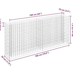 Outlet Gabion-højbed i galvaniseret stål - Holdbar plantekasse | Størrelse: 180x30x90 cm | Farve: Sølv Krukker & Plantebeholdere