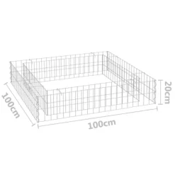 Krukker & Plantebeholdere^Gabion-højbed i galvaniseret stål - Stabil plantekasse | Størrelse: 100x100x20 cm
