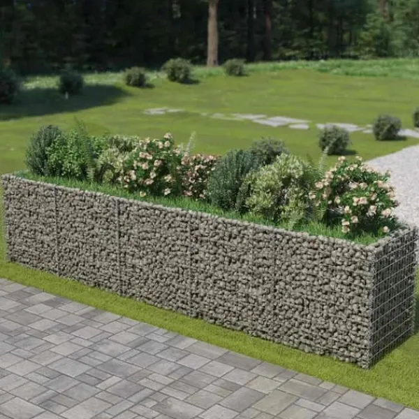 Hot Gabion-højbed i galvaniseret stål - Stabilt og holdbart | Størrelse: 450x90x100 cm Plantningsbænke