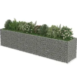 Hot Gabion-højbed i galvaniseret stål - Stabilt og holdbart | Størrelse: 450x90x100 cm Plantningsbænke
