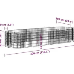 Krukker & Plantebeholdere^Gabion-højbed 300x100x50 cm galvaniseret jern - Gabion-havebed - Gabion-havebede - Home & Living