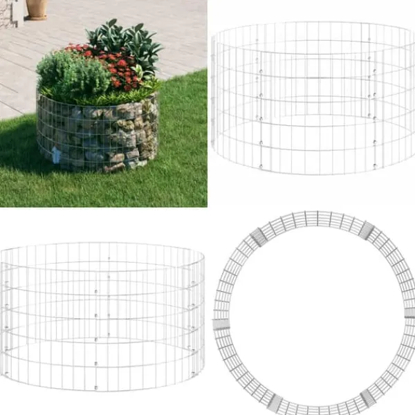 Outlet Gabionsøjle Ø100x50 cm galvaniseret stål rund - Gabionsøjle - Gabionsøjler - Home & Living Krukker & Plantebeholdere