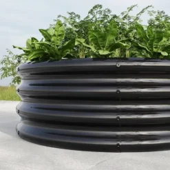 Krukker & Plantebeholdere^Galvaniseret højbed, rund plantekasse til grøntsager, frugt og blomster udendørs