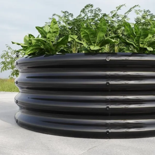 Krukker & Plantebeholdere^Galvaniseret højbed, rund plantekasse til grøntsager, frugt og blomster udendørs