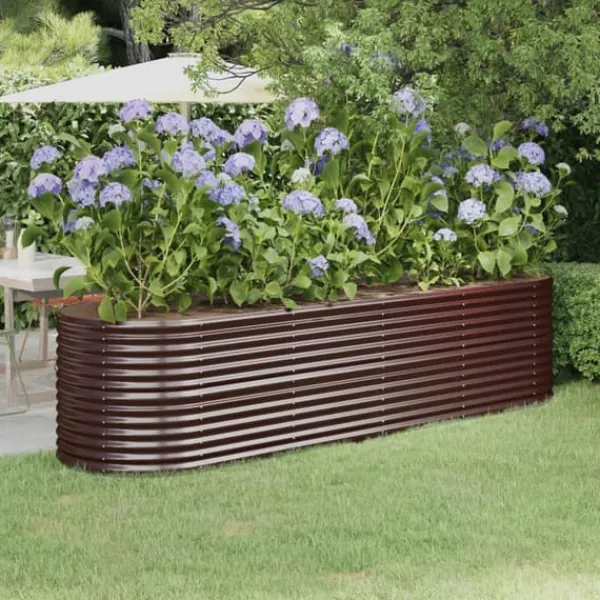 Plantningsbænke^Galvaniseret plantekasse i høj kvalitet - Højbed | Størrelse: 296x80x68 cm | Farve: Brun