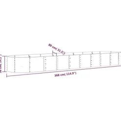 Sale Galvaniseret plantekasse i stål - Holdbar højbed | Størrelse: 368x80x36 cm | Farve: Grå Plantningsbænke