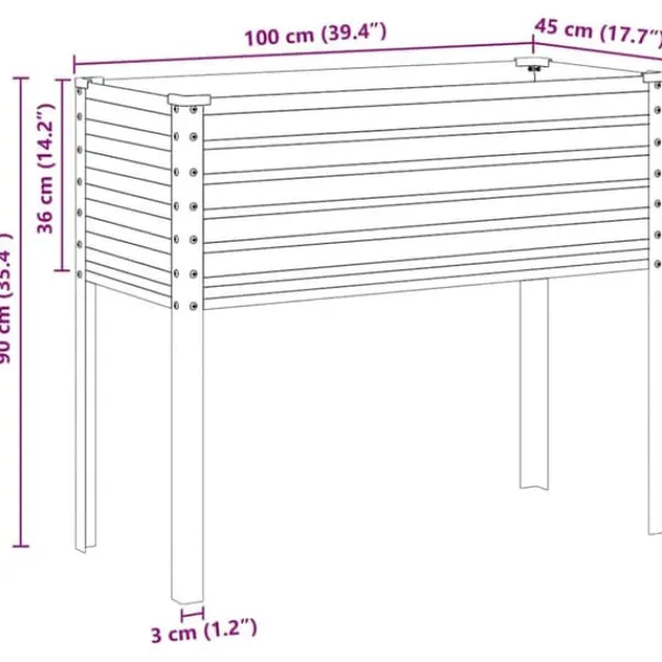 Discount Galvaniseret plantekasse til haven - Vejrbestandig stål | Størrelse: 100x45x90 cm Krukker & Plantebeholdere