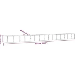 Plantningsbænke^Galvaniseret plantekasse i stål - Højbed | Størrelse: 620x80x36 cm | Farve: Brun