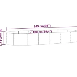 Plantningsbænke^Galvaniseret plantekasse 249x100x36 cm - Robust og vejrbestandig | Farve: Grå