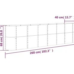 Discount Galvaniseret plantekasse 260x40x68 cm - Højbed til have og terrasse | Farve: Antracitgrå Plantningsbænke