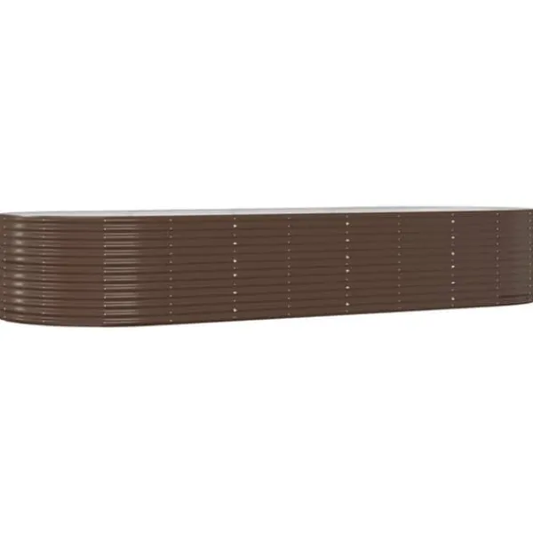 Plantningsbænke^Galvaniseret plantekasse i stål - Højbed til have og balkon | Størrelse: 367x140x68 cm | Farve: Brun