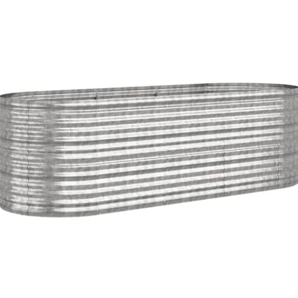 Plantningsbænke^Galvaniseret plantekasse i stål - Højbed til have | Farve: Sølv | Størrelse: 224x80x68 cm