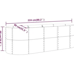 Plantningsbænke^Galvaniseret plantekasse i stål - Højbed til have | Farve: Sølv | Størrelse: 224x80x68 cm