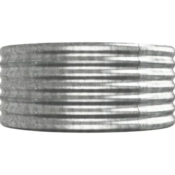 Discount Galvaniseret plantekasse i stål - Højbed til planter | Størrelse: 440x80x36 cm | Farve: Sølv Plantningsbænke