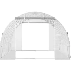 Hot Gang-tunnel drivhus, 20 x 10 x 7 ft bærbar plantevarmehus med stålbøjler, topbjælker, lynlåsdøre og rullevinduer. Hvid elegance! Drivhus