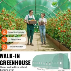 Drivhus^Gang-tunnel drivhus 27,38x9,5x7,38ft, galvaniseret ramme, PE cover, holdbar, velegnet til planter, hurtig opsætning.