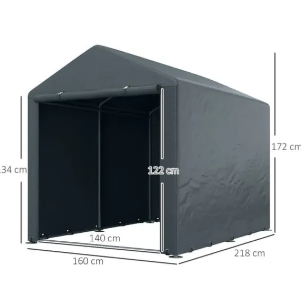 Skure, Garager & Carports^Garage telt 1,6×2,18×1,72 m, UV-beskyttelse, vandafvisende, rulleport, grå