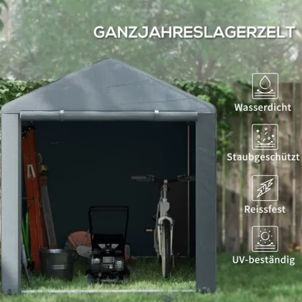 Skure, Garager & Carports^Garage telt 1,6×2,18×1,72 m, UV-beskyttelse, vandafvisende, rulleport, grå