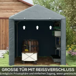 Skure, Garager & Carports^Garage telt, 160x218x172 cm, mørkegrå