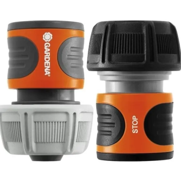 Gardena Vanding^lynkoblinger og Aquastop Ø19 mm – Til begyndelsen og slutningen af slangen – Med det originale -system – Vejr- og UV-bestandig