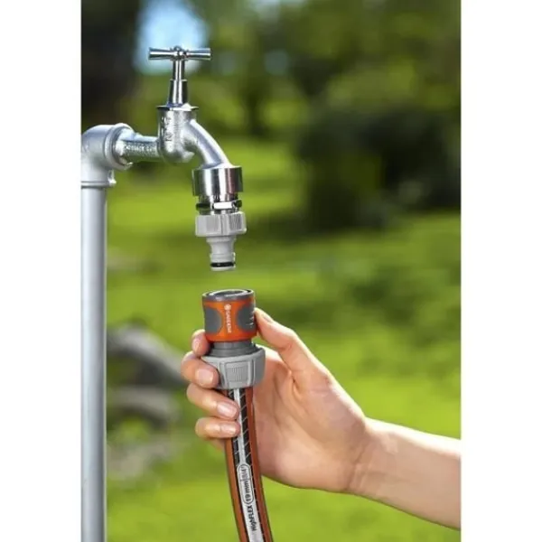 Gardena Vanding^lynkoblinger og Aquastop Ø19 mm – Til begyndelsen og slutningen af slangen – Med det originale -system – Vejr- og UV-bestandig
