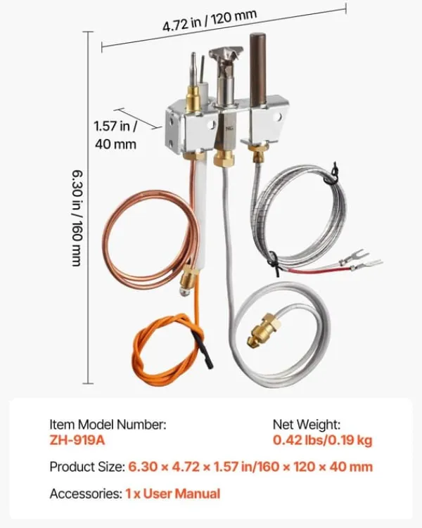 Discount Gaspilotenhed / Gaspilot til pejs og varmeapparat - Udskiftningssæt - Til Naturgas - Pilotrør - Termoelement - Termosøjle - 4021-732 / 25660 Tilbehør Til Brændeovne & Pejse