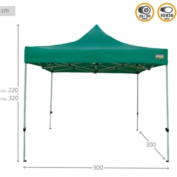 Telte & Lysthuse^Gazebo Aktive Foldbar Justerbar højde Stål Polyester 420D Oxford Grøn 300 x 320 x 300 cm