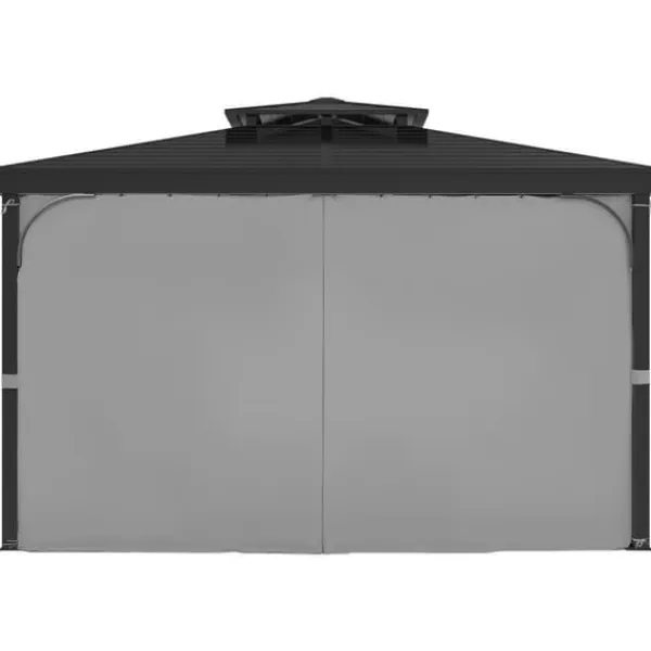Telte & Lysthuse^Gazebo Privatliv Gardin, 12' x 10' x 6,7', Vandtætte Gazebo Gardiner, Grå